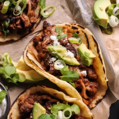 A colorful spread of summer Mexican recipes including tacos and salads.